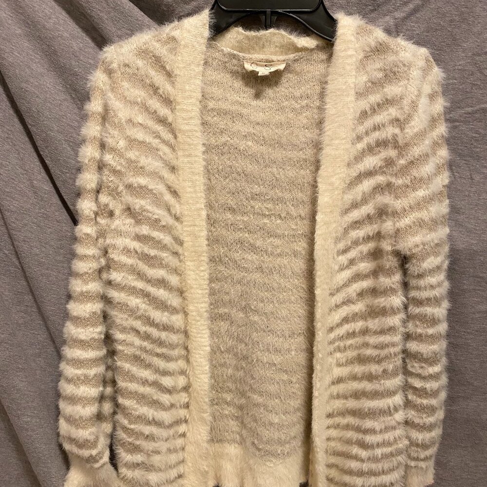 Jessica Simpson Girls Cream Long Sleeve Open Front Knit Cardigan Sweater SMALL